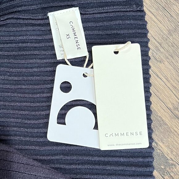 Commense Golden Button Split Knit Navy Top Size XS - Picture 7 of 7